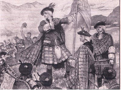 Jarlen af Mar hæver Pretenders standard AD 1715 af Walter Paget